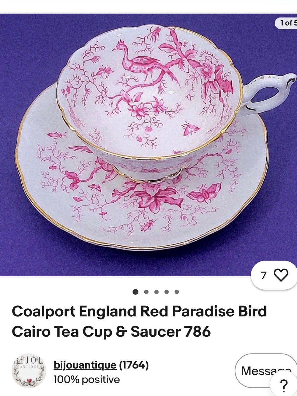 #2986**Fine Bone China Pink Floral Teacup and Saucer Set